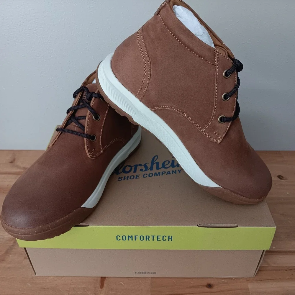 Florsheim Trailmix Chukka Mens 7.5W Mocha New Leather Comfortech Boots 14424